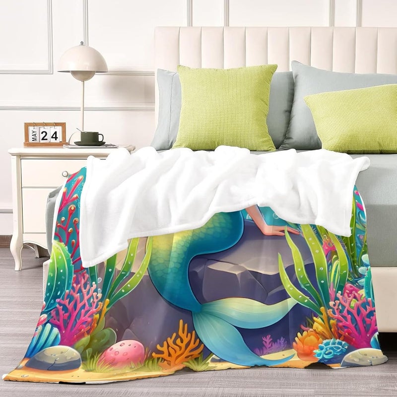 Artsadd Mermaid Gifts for Girls Women, Personalized Mermaid Blanket with Photo and Name for Kids Adults, Custom Photo Blankets for Baby Infant Newborn Toddlers Christmas Birthday Shower Gifts - Image 5